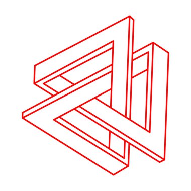 İmkânsız optik illüzyon şekilleri. Logo. Optik sanat objeleri. İmkansız bir rakam. Geometri.