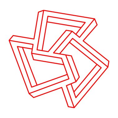 İmkânsız optik illüzyon şekilleri. Logo. Optik sanat objesi. İmkansız rakamlar. Gerçekdışı geometrik nesne. 