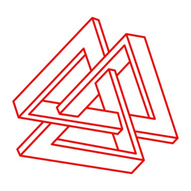 İmkansız şekiller, optik yanılsama figürü, vektör. Logo. Escher paradoksu. Optik sanat objeleri. Geometri. 