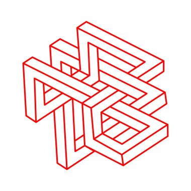 İllüzyon şekilleri. Üç boyutlu geometri. Optik illüzyon figürü. Logo. Kutsal geometri nesneleri. 