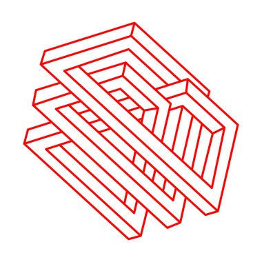 Optik illüzyon şekilleri. Logo. Optik sanat objeleri. İmkansız rakamlar. Escher tarzı. Geometri. 