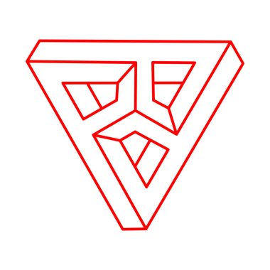 İmkânsız optik illüzyon şekilleri. Logo. Optik sanat objesi. İmkansız bir rakam. Çizgi çalışması. Gerçekdışı geometrik nesneler. Escher tarzı.