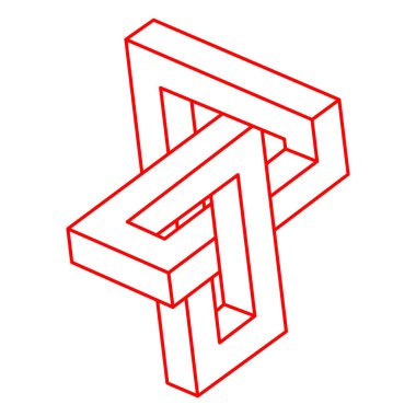 İmkânsız optik illüzyon şekli. Logo. Optik sanat objeleri. İmkansız rakamlar. Kutsal geometri. 