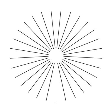 Radyal çizgiler. Güneş patlaması. Güneş ışığı. Ray ışını, fırlat. Radyal çember radyasyon hatları. Dolaşım çizgileri deseni. Yayılan çizgili ızgara simgesine sahip konuşmalar. Özet ince illüzyon grafiği