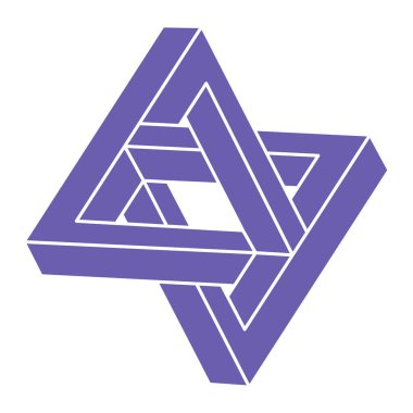 İmkânsız optik illüzyon şekilleri. Logo. Optik sanat objesi. İmkansız bir rakam. Çizgi çalışması. Gerçekdışı geometrik nesneler. 