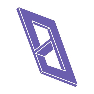 Optik illüzyon logosu. İmkansız şekiller. Kutsal geometri figürleri. Soyut sonsuz geometrik nesneler. İmkansız sonsuz ana hatları. Optik sanat. Beyaz arkaplanda imkansız geometri şekli.