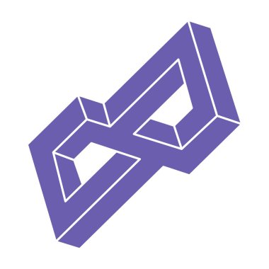 Logo. İmkansız şekil, optik illüzyon, vektör. Optik sanat objeleri. Geometrik şekiller. Satır sanatı. 