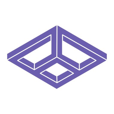 Optik illüzyon logosu. İmkansız şekiller. Kutsal geometri figürleri. Soyut sonsuz geometrik nesneler. İmkansız sonsuz ana hatları. Optik sanat. Beyaz arkaplanda imkansız geometri şekli.