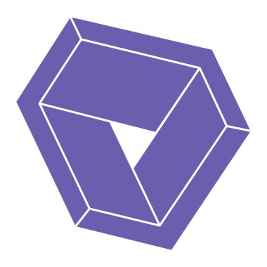 İmkansız şekiller, optik yanılsama figürleri, vektör. Escher paradoksu. Optik sanat objeleri. Geometri modern logosu.