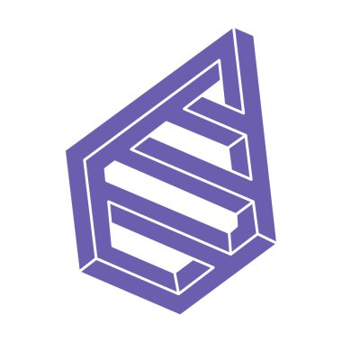 İmkansız şekiller. Kutsal geometri figürleri. Optik yanılsama. Soyut sonsuz geometrik nesne. İmkansız sonsuz özet. Optik sanat. Beyaz arka planda imkansız geometri şekli. Escher tarzı.