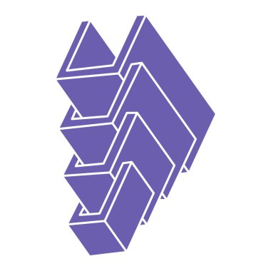 İmkansız şekiller, optik yanılsama, vektör. Optik sanat objeleri. Logo. Geometrik şekiller. 