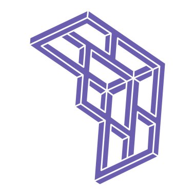 İmkansız şekiller, optik illüzyon logosu, vektör. Optik sanat objeleri. Geometrik şekiller. 