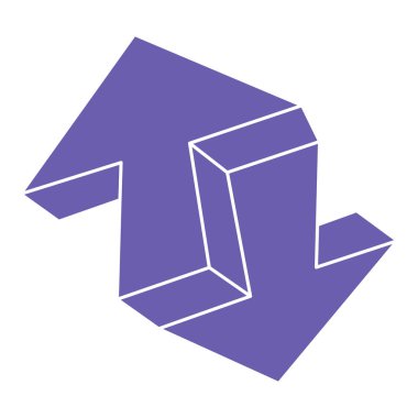 İmkansız bir şekil. Logo. Kutsal geometri figürü. Optik yanılsama. Soyut sonsuz geometrik nesne. İmkansız sonsuz özet. Çizgi çalışması. Optik sanat. Beyaz arkaplanda imkansız geometri şekli.