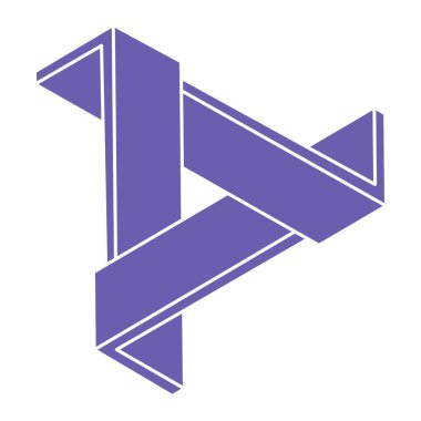 İmkansız şekiller. Logo. Kutsal geometri figürleri. Optik yanılsama. Soyut sonsuz geometrik nesne. Çizgi çalışması. Optik sanat. Beyaz arka planda imkansız geometri şekli. Escher paradoksu.