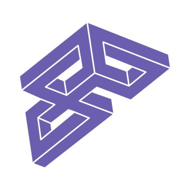 Logo. İmkansız şekil, optik illüzyon, vektör. Optik sanat objeleri. Geometrik şekil. Satır sanatı. 