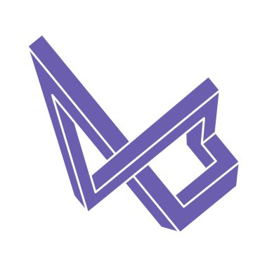 İmkânsız optik illüzyon şekilleri. Logo. Optik sanat objesi. İmkansız bir rakam. Çizgi çalışması. Gerçekdışı geometrik nesne. 