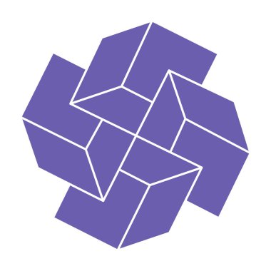 İmkansız şekiller, optik illüzyon logosu, vektör. Optik sanat objeleri. Geometrik şekil. 