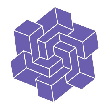 İmkansız şekiller. Kutsal geometri figürleri. Optik yanılsama. Soyut sonsuz geometrik nesneler. İmkansız sonsuz özet. Çizgi çalışması. Optik sanat. Beyaz arkaplanda imkansız geometri şekli.