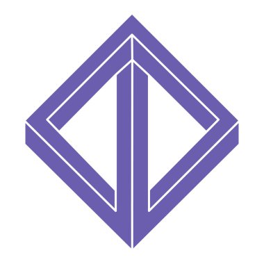 İmkansız şekiller. Kutsal geometri. Optik yanılsama. Soyut sonsuz geometrik nesne. Optik sanat. Beyaz arka planda imkansız geometri sembolü. Çizgi çalışması. Escher tarzı.