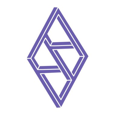 Logo. İmkansız şekil, optik illüzyon, vektör. Optik sanat objesi. Geometrik şekil. Satır sanatı. 