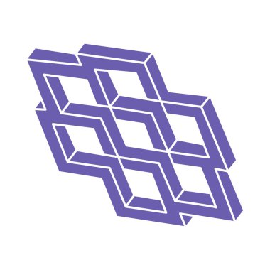 İmkansız bir şekil. Kutsal geometri figürleri. Optik yanılsama. Soyut sonsuz geometrik nesneler. İmkansız sonsuz özet. Optik sanat. Beyaz arka planda imkansız geometri şekli. Escher tarzı.