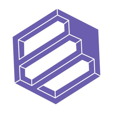 İmkansız bir şekil. Logo. Kutsal geometri figürü. Optik yanılsama. Soyut sonsuz geometrik nesne. İmkansız sonsuz özet. Çizgi çalışması. Optik sanat. Beyaz arkaplanda imkansız geometri şekli.