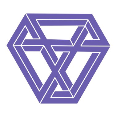 İmkânsız optik illüzyon şekilleri. Logo. Optik sanat objesi. İmkansız bir rakam. Çizgi çalışması. Gerçekdışı geometrik nesneler. 