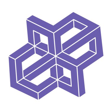 İmkansız şekiller, optik yanılsama, vektör. Optik sanat objeleri. Logo. Geometrik şekiller. 