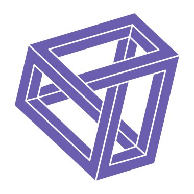 İmkansız şekiller, optik yanılsama figürleri, vektör. Escher paradoksu. Optik sanat objeleri. Geometri modern logosu.