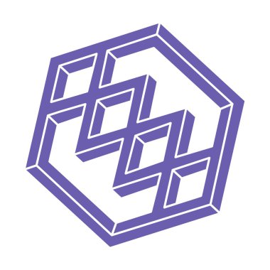 Escher paradoksu geometrisi. Optik illüzyon objesi. Kutsal geometrik figürler. Sanat logosu. İmkansız şekiller.