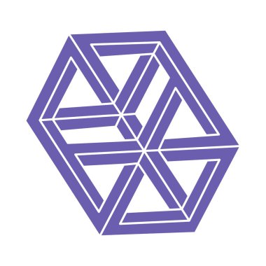 Optik yanılsama. İmkansız vektörü şekillendirir. Optik sanat objesi. Geometrik şekiller. Escher paradoksu.