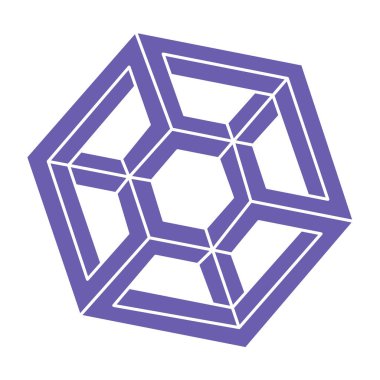 İmkansız bir şekil. Kutsal geometri figürü. Optik yanılsama. Soyut sonsuz geometrik nesne. İmkansız sonsuz özet. Optik sanat. Beyaz arka planda imkansız geometri şekli. Escher tarzı.