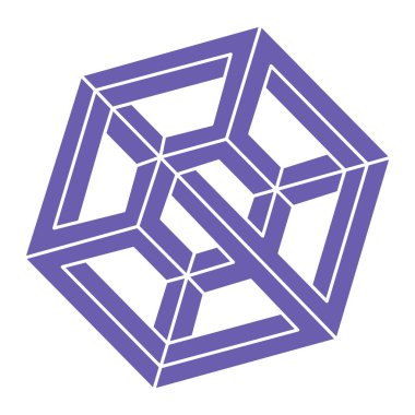 İmkansız şekil, optik illüzyon, vektör. Optik sanat objesi. Geometrik şekil. 