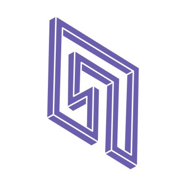 Optik yanılsama. İmkansız vektörü şekillendirir. Optik sanat objesi. Geometrik şekiller. Escher paradoksu.