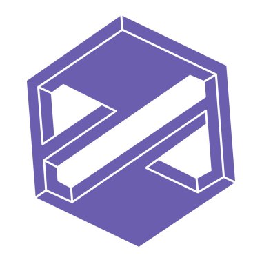 İmkansız şekiller, optik yanılsama figürleri, vektör. Escher paradoksu. Optik sanat objeleri. Geometri modern logosu.