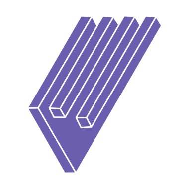 Optik illüzyon logosu. İmkansız şekiller. Kutsal geometri figürleri. Soyut sonsuz geometrik nesneler. İmkansız sonsuz ana hatları. Optik sanat. Beyaz arkaplanda imkansız geometri şekli.