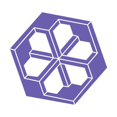 Logo. İmkansız şekil, optik illüzyon, vektör. Optik sanat objeleri. Geometrik şekiller. Satır sanatı.