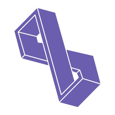 İmkansız şekil, optik illüzyon, vektör. Optik sanat objesi. Geometrik şekil.