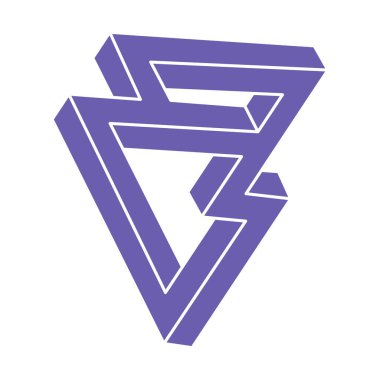 Optik illüzyon logosu. İmkansız vektörü şekillendirir. Optik sanat objeleri. Geometrik şekiller. Escher paradoksu.