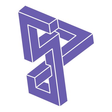 İmkansız şekiller. Kutsal geometri. Optik yanılsama. Soyut sonsuz geometrik nesne. Optik sanat. Beyaz arka planda imkansız geometri sembolü. Çizgi çalışması. Escher tarzı.