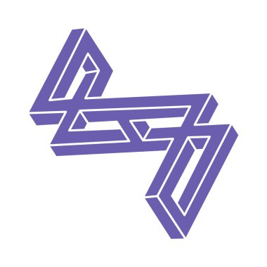 İmkansız şekiller, optik illüzyon logosu, vektör. Optik sanat objeleri. Geometrik şekiller. 