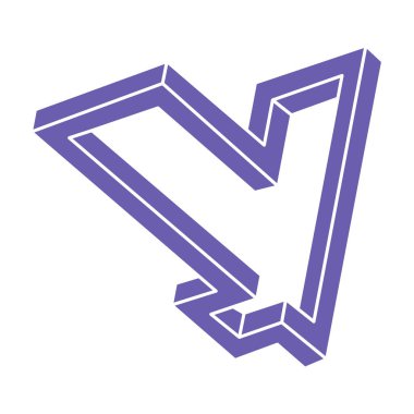 İmkansız şekiller, optik yanılsama, vektör. Optik sanat objeleri. Moda 2022 Çok Peri renginde logo. Geometrik şekiller. 