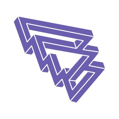 İmkansız şekiller. Kutsal geometri. Optik yanılsama. Soyut sonsuz geometrik nesneler. Optik sanat. Beyaz arka planda imkansız geometri sembolü. Çizgi çalışması. Escher tarzı.