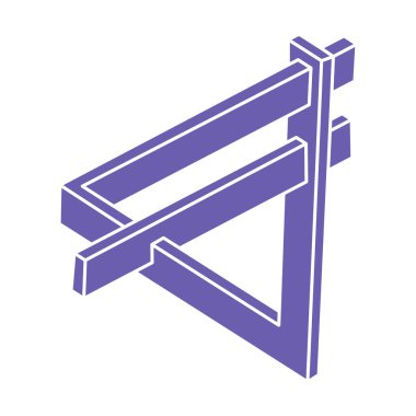 Optik illüzyon logosu. İmkansız vektörü şekillendirir. Optik sanat objeleri. Geometrik şekiller. Escher paradoksu.