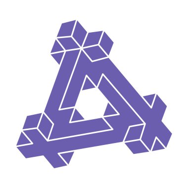 Logo. İmkansız şekil, optik illüzyon, vektör. Optik sanat objesi. Geometrik şekil. Satır sanatı. 