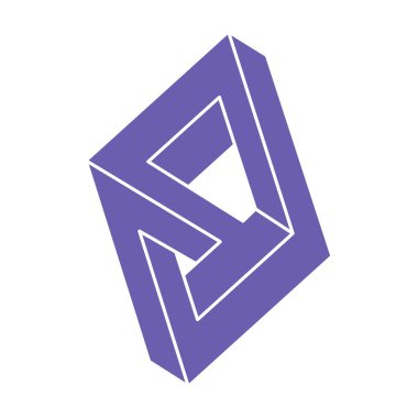 Optik illüzyon logosu. İmkansız şekiller. Kutsal geometri figürleri. Soyut sonsuz geometrik nesneler. İmkansız sonsuz ana hatları. Optik sanat. Beyaz arkaplanda imkansız geometri şekli.