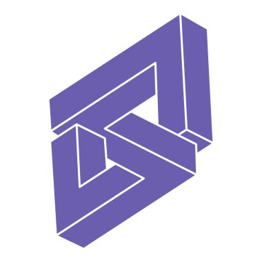 İmkansız şekiller, optik illüzyon logosu, vektör. Optik sanat objeleri. Geometrik şekiller. 