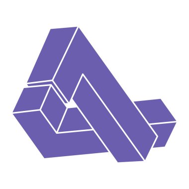 Logo. İmkansız şekil, optik illüzyon, vektör. Optik sanat objeleri. Geometrik şekil. Satır sanatı.