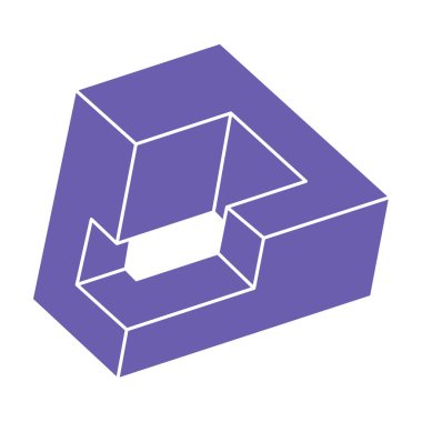 İmkansız bir şekil. Logo. Kutsal geometri figürü. Optik yanılsama. Soyut sonsuz geometrik nesne. İmkansız sonsuz özet. Çizgi çalışması. Optik sanat. Beyaz arkaplanda imkansız geometri şekli.