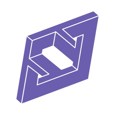 İmkânsız optik illüzyon şekilleri. Logo. Optik sanat objeleri. İmkansız rakamlar. Çizgi çalışması. Gerçekdışı geometrik nesneler.